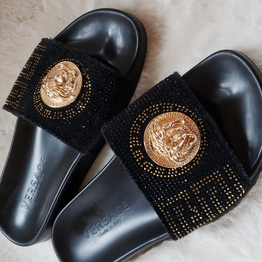 Versace Gold Medusa Slide Sandals